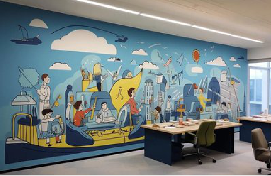 通山办公室墙绘的特点。