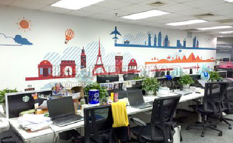 通山教你设计办公室墙绘的方法。