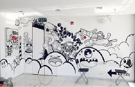 通山手绘墙并非传统涂鸦。